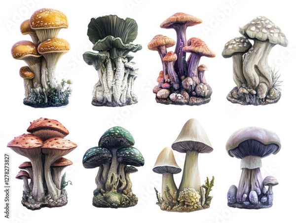 Obraz Isolated Fantasy Mushrooms Collection