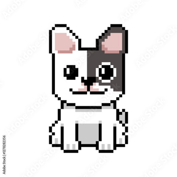 Obraz Pixel art cute french bulldog vector in retro style for design.