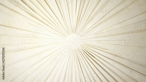 Obraz An abstract design featuring radiating lines converging towards a central point, creating a sunburst effect with a soft, neutral color palette.