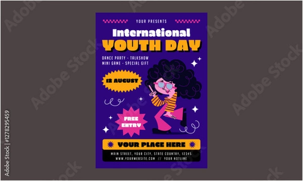 Obraz Youth day Flyer. Happy Indian National Youth Day logo background design, greeting card, Social Media profile cover post, Youth Day concept idea celebration vector illustration, Indian National Youth D