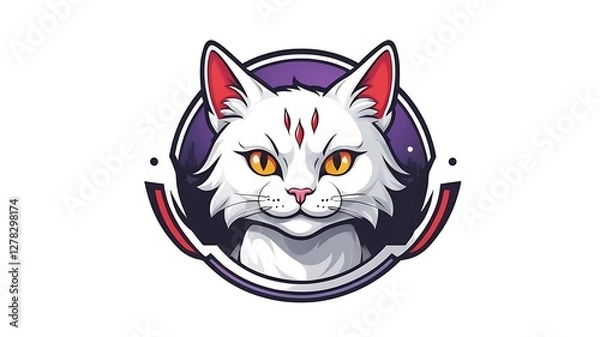 Obraz Playful Cat Mascot Logo with a Fun and Friendly Expression on a Clean White Background