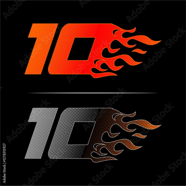 Fototapeta Fire racing logo template number 10 Fast racing design concept with dots
