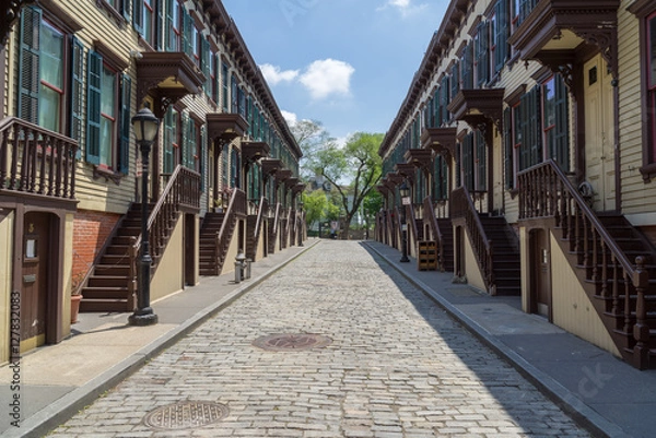 Obraz Old Manhattan cobblestone Street