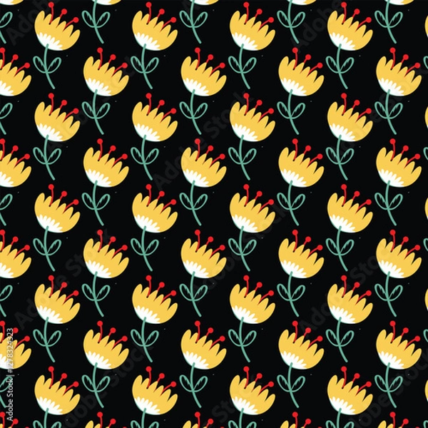 Fototapeta seamless pattern with yellow flowers