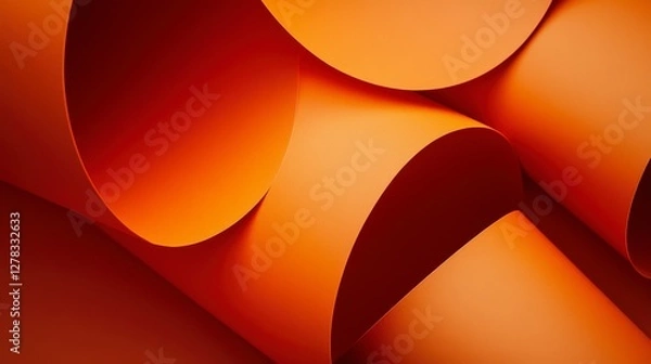 Fototapeta Orange Paper Abstract Art: A Striking Geometric Composition
