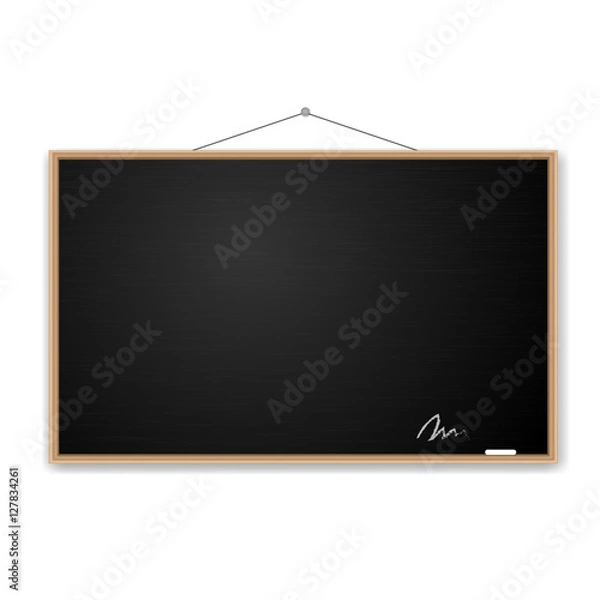 Fototapeta blank blackboard in wooden frame. vector illustration