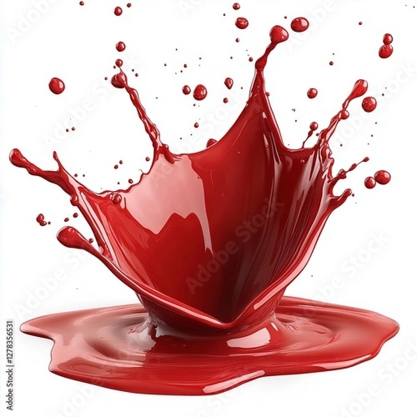 Fototapeta Splash of red wine on white background
