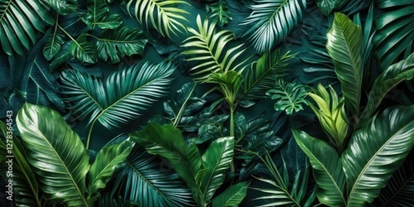 Fototapeta Lush Tropical Plant Texture with Detailed Macro Photography and Ample Copy Space for Creative Text Overlays.