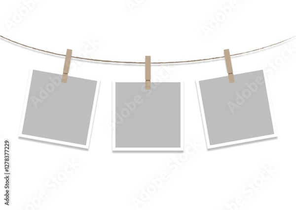 Fototapeta 壁に吊り下げられたガーランドフォトのイラスト素材背景