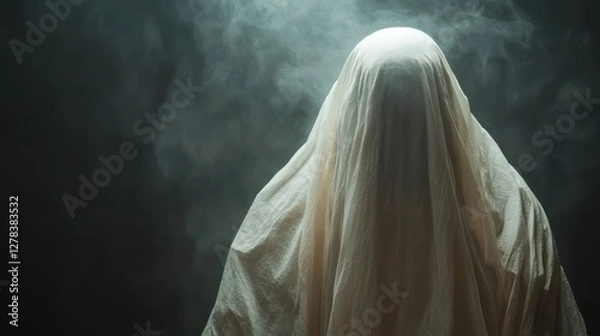 Obraz Dark presence concealed in a ghostly shroud on a haunting night