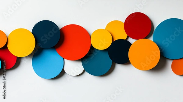 Fototapeta Set of abstract template banner with simple volume color circles 