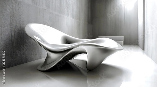 Fototapeta Modern Abstract Metallic Sculpture in Minimalist Setting