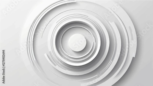 Fototapeta Abstract white background with circle rings. Digital future technology concept. Abstract background design. vector illustration