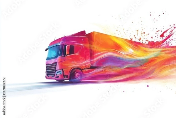 Fototapeta Dynamic Colorful Truck Design with Motion Effects and Vibrancy