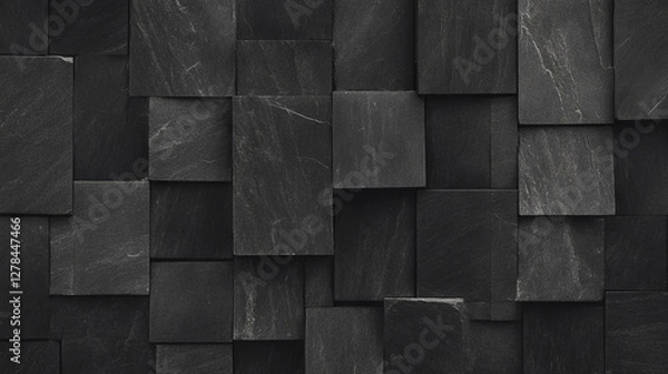 Fototapeta Elegant black slate ceramic tile texture for interior design projects