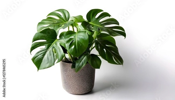 Obraz a Monstera plant in a modern pot, isolated on a white background