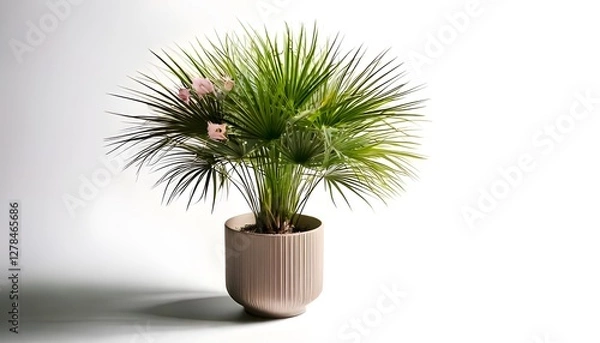 Obraz a Papyrus plant in the modern pot, isolated on a white background with ample copy space.