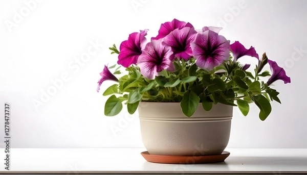 Obraz a Petunia in a modern pot, isolated on a white background with ample copy space