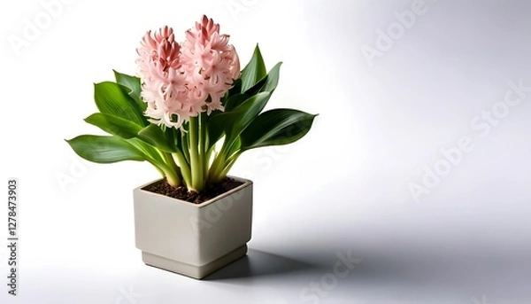 Obraz A water Hyacinth plant in the modern pot, isolated on a white background with ample copy space
