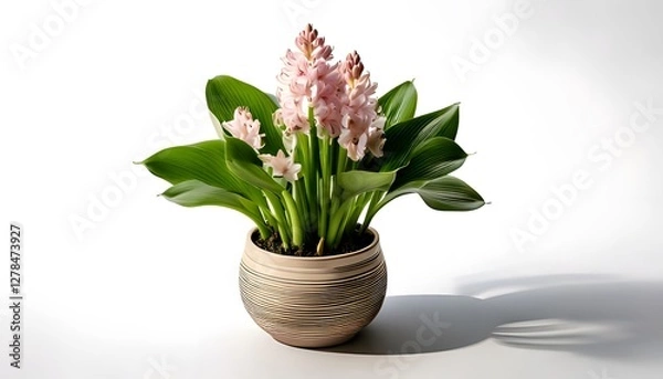 Obraz A water Hyacinth plant in the modern pot, isolated on a white background with ample copy space