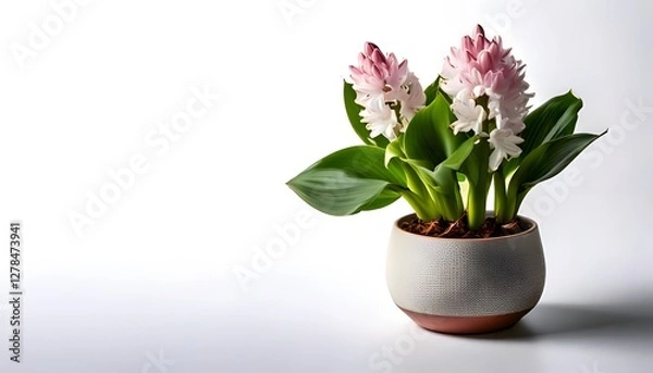 Obraz A water Hyacinth plant in the modern pot, isolated on a white background with ample copy space