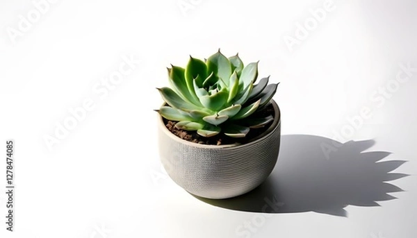 Obraz An Echeveria in the modern pot, isolated on a white background with ample copy space