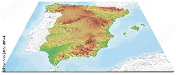 Fototapeta 3D Map of Spain relief