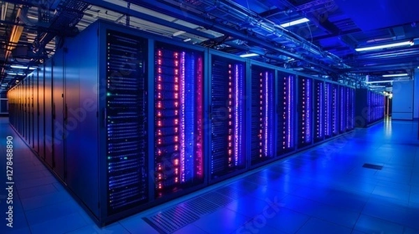 Obraz Modern server room processing tech