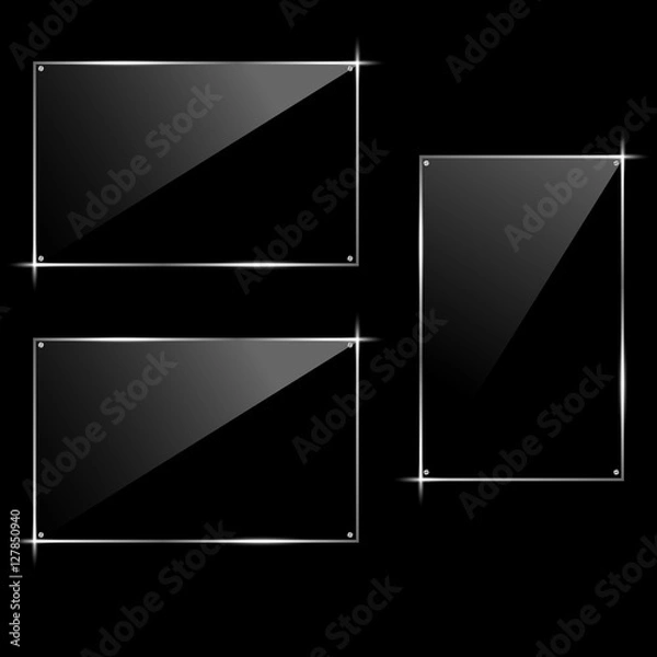 Fototapeta Horizontal and vertical rectangular glass black frame. Hi-tech modern design. Vector illustration.
