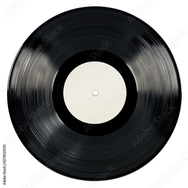 Fototapeta Vinyl record with white label isolated on transparent background,