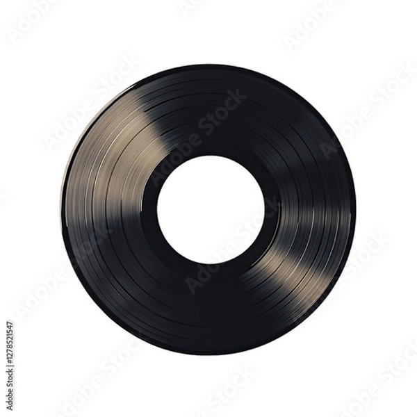 Fototapeta Vinyl record with white label isolated on transparent background,