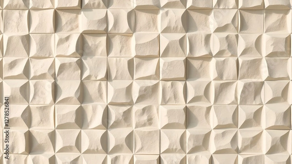 Fototapeta beige wall texture in convex squares