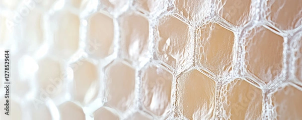 Obraz Translucent hexagonal mesh texture on bright background for modern design