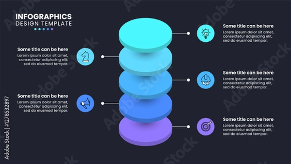 Fototapeta Infographic template. Layered circles with 5 steps