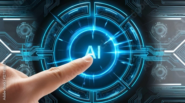 Fototapeta Advanced Artificial Intelligence Visualization with Cyber Tech Elements