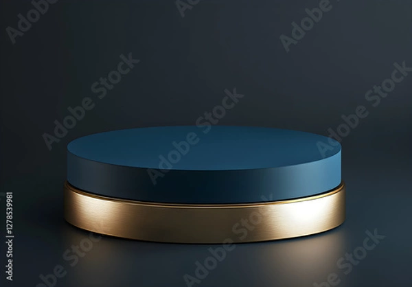 Fototapeta Elegant Gold and Teal Round Pedestal Display