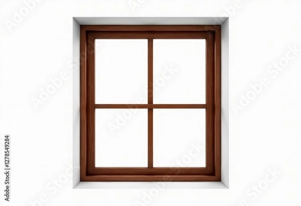 Fototapeta Window Illustration on White: Modern and Minimalist Design Element for Architecture, Interior Design, Stock Image, Visualization, Customizable Features

