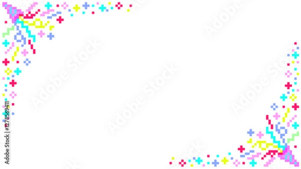 Obraz お祝いのクラッカー付きカラフルなドット絵フレーム（YouTubeサムネイル用）