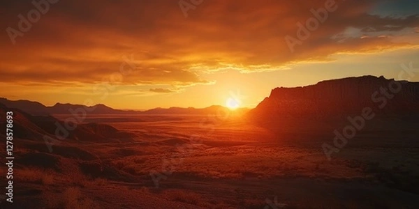 Obraz Desert Sunset Mountains