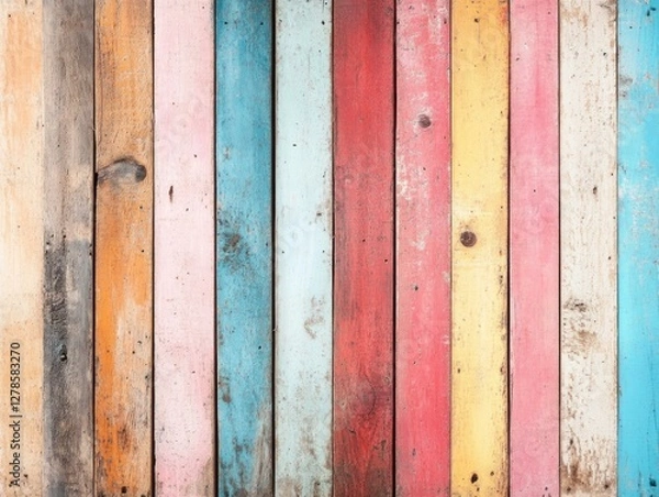 Fototapeta Vibrant wooden planks in studio close-up collection of colorful background environments