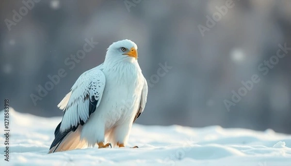 Fototapeta white eagle in the snow