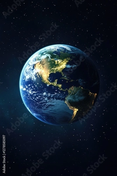 Fototapeta Earth from Space with Stars