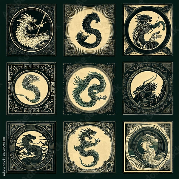 Obraz set of heraldic symbol design