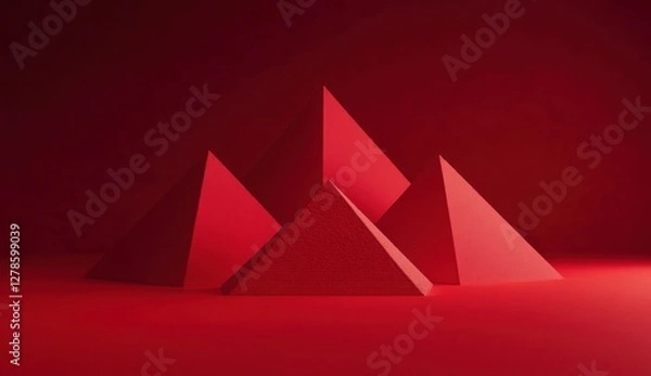 Fototapeta Red pyramids on red background.