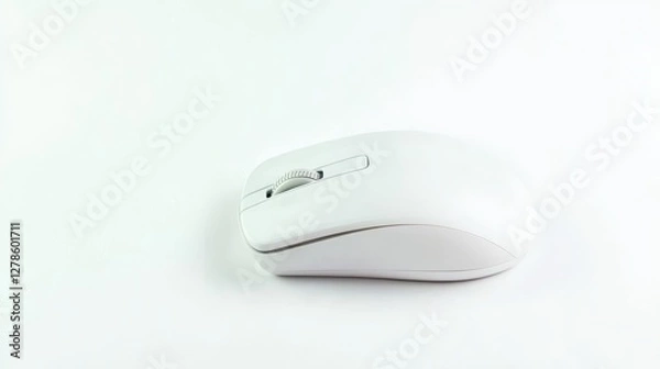 Obraz Modern Wireless Computer Mouse Isolated on White Background for Minimalistic Design Projects