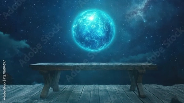 Obraz Futuristic Holographic Letter Floating Above Plain Table in AR Scene