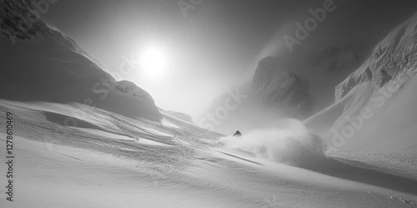 Fototapeta Skiing on Snowy Mountain