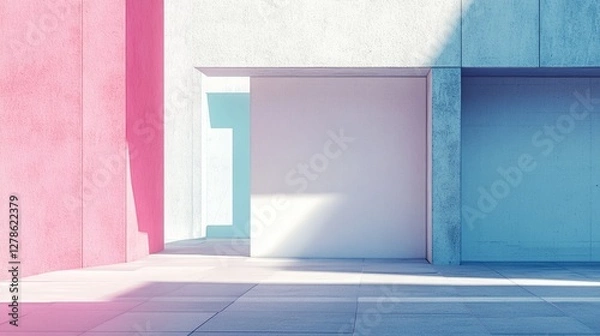Obraz Modern architecture with pastel walls and geometric lighting. Perfect for design, branding, and editorial content.