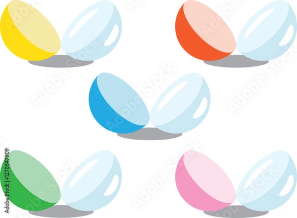 Fototapeta カラフルなガチャガチャカプセルのイラスト - おもちゃ・カプセルトイ