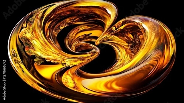 Fototapeta Golden Liquid Abstract Art: A Stunning Visual of Dynamic Flow